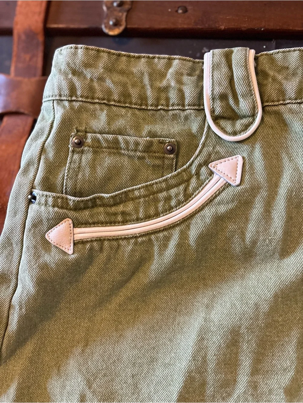 Women’s Western Green Denim Shorts